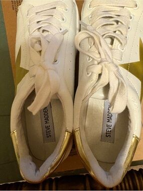 Steve Madden White Sneakers with Gold Star Accent
